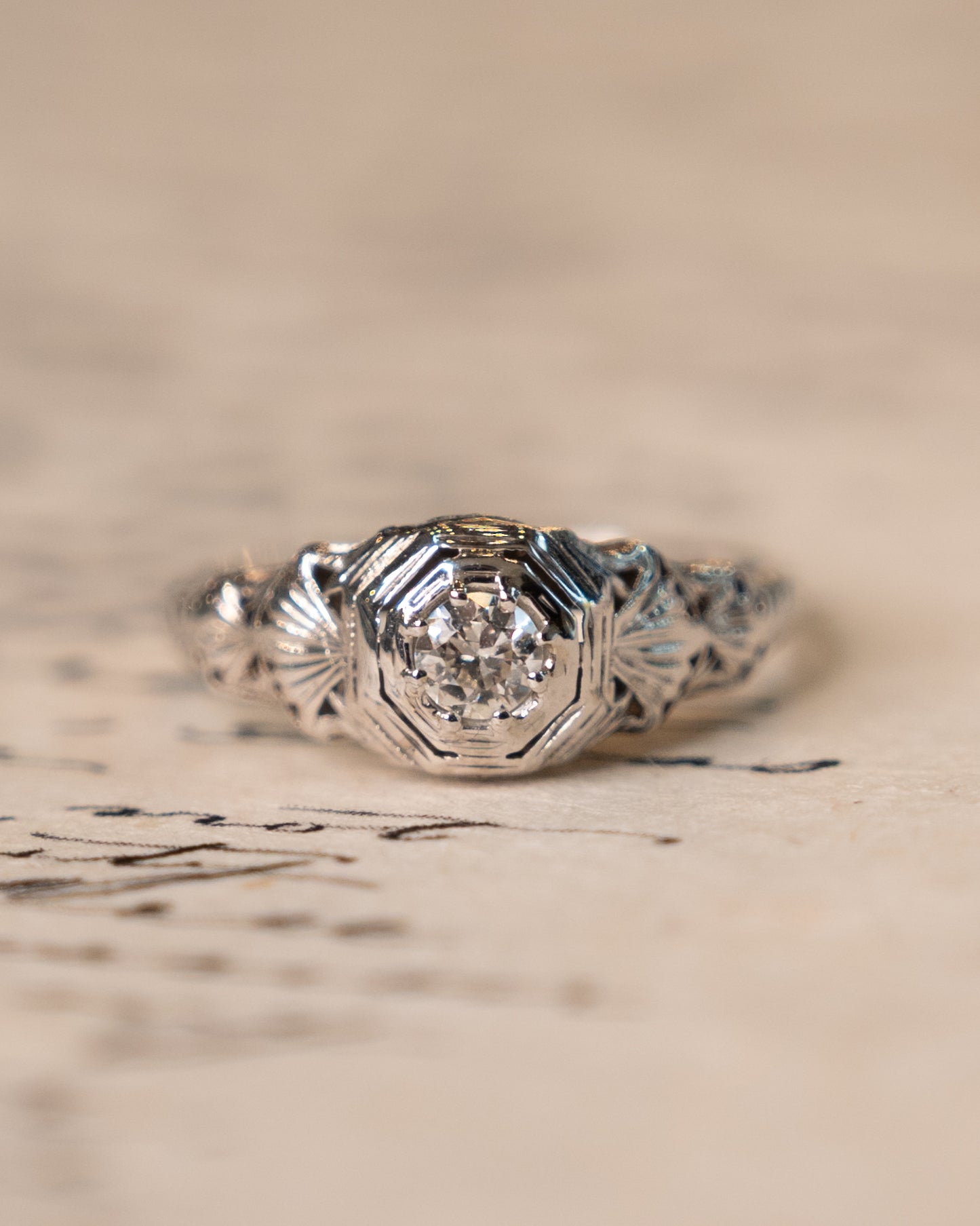 .17 Vintage European Diamond Engagement Ring 18k