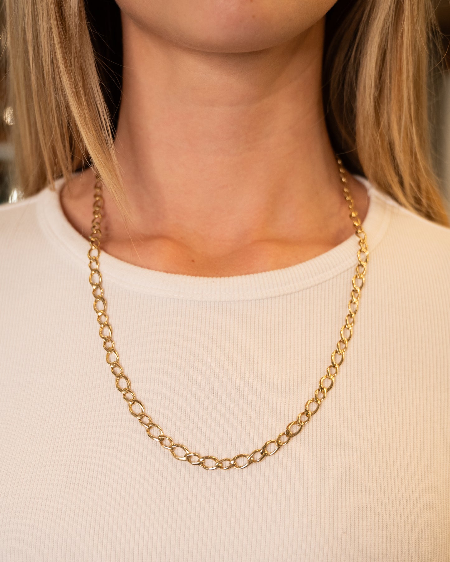 24 Inch Large Oval Link Necklace 14k Yellow Gold