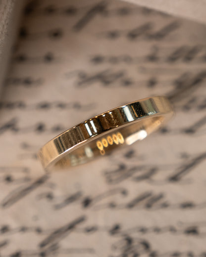 3mm Flat Edge Wedding Band in 14k Yellow Gold