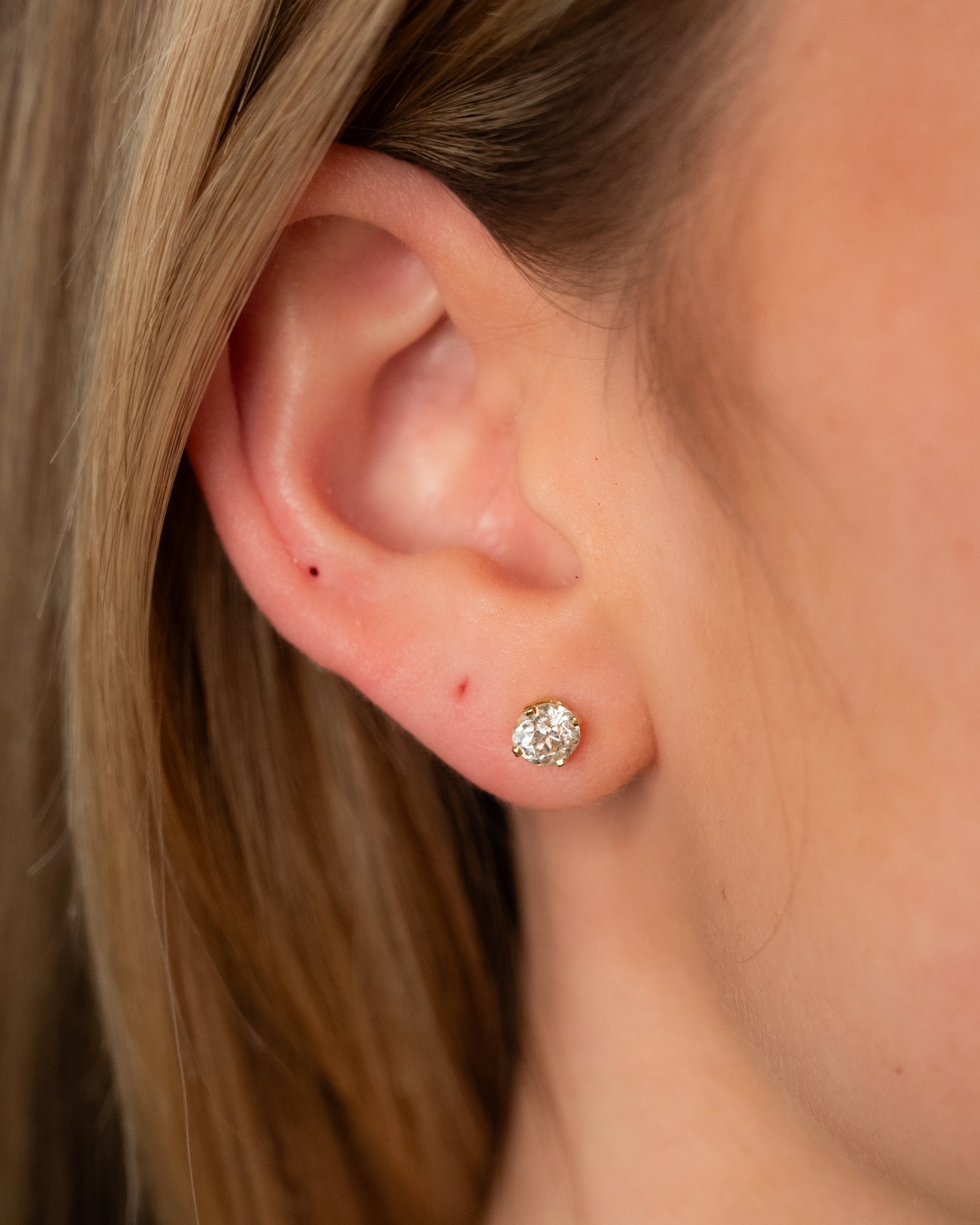1.20 Old European Cut Diamond Stud Earrings 14k