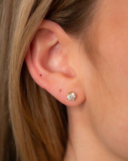 1.20 Old European Cut Diamond Stud Earrings 14k
