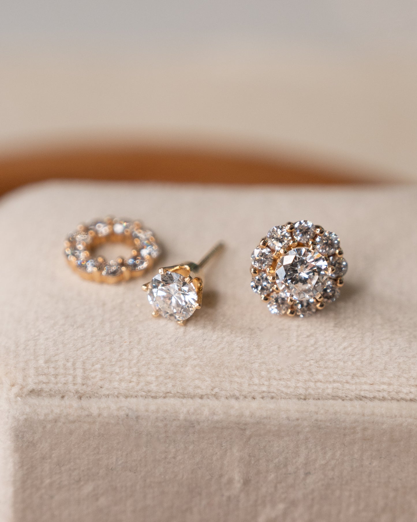 1.90 Carat Diamond Halo Stud Earrings 14k Yellow Gold