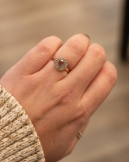 .35 Vintage Rose Cut Diamond Engagement Ring 14k