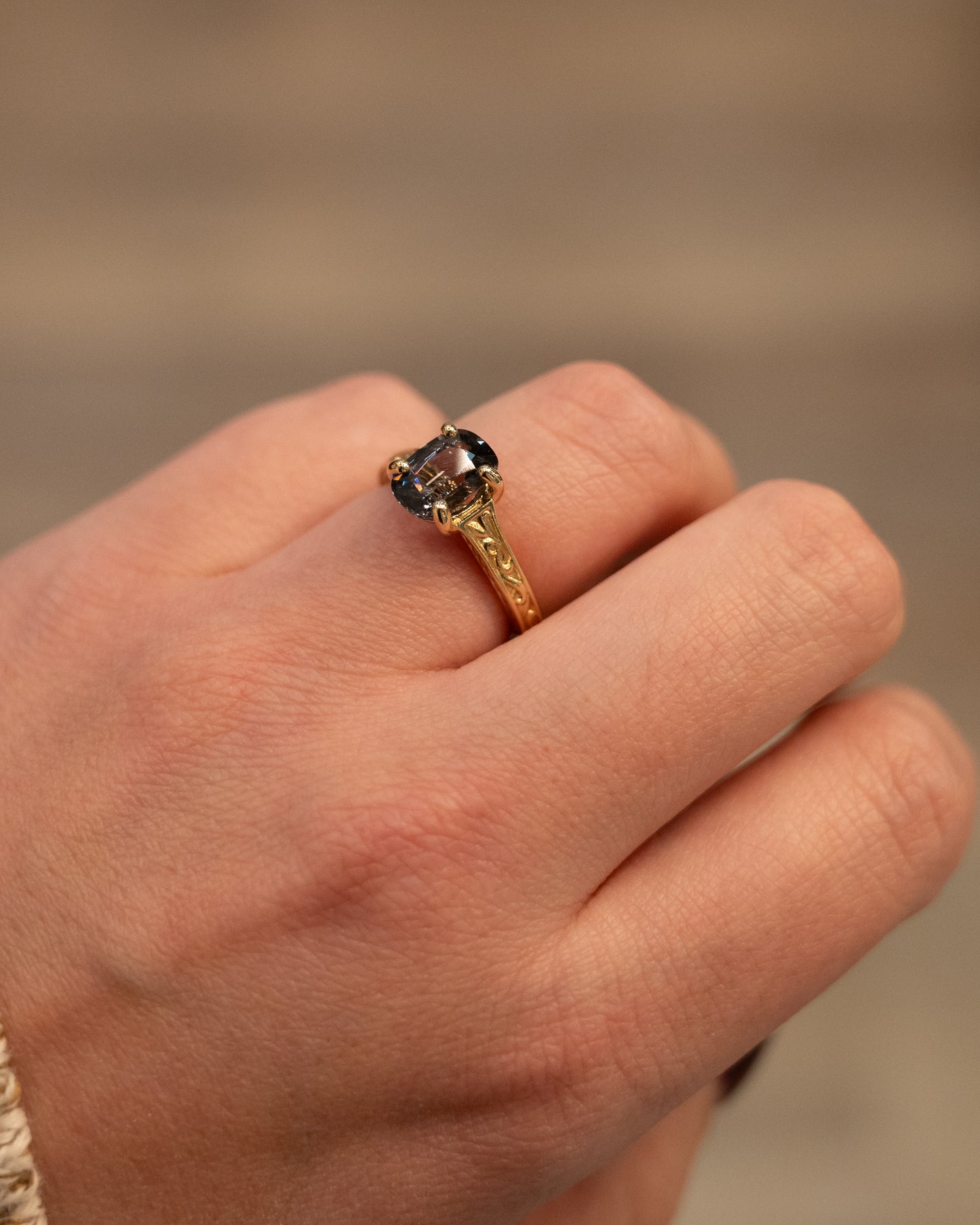 2.35 Cushion Cut Spinel Engagement Ring 14k