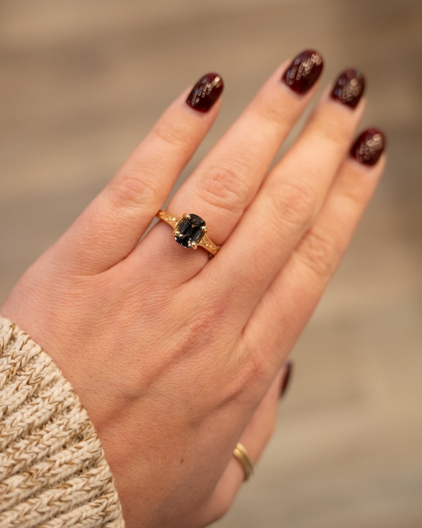 2.35 Cushion Cut Spinel Engagement Ring 14k