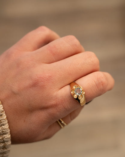 .80 Vintage Aquamarine Cocktail Ring 14k Yellow Gold