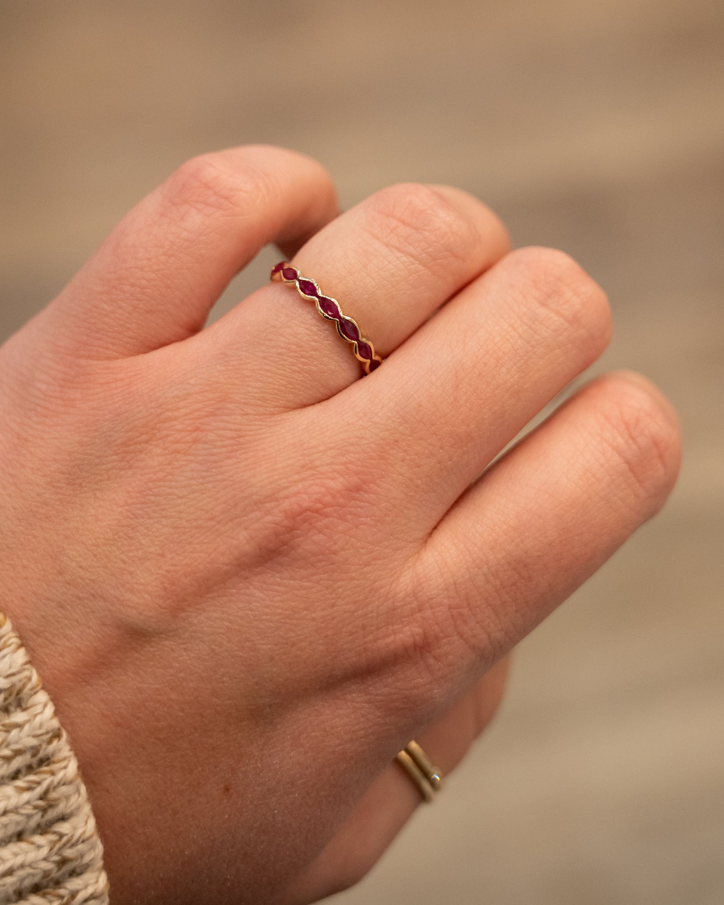 .80 Marquise Cut Ruby Wedding Band 14k