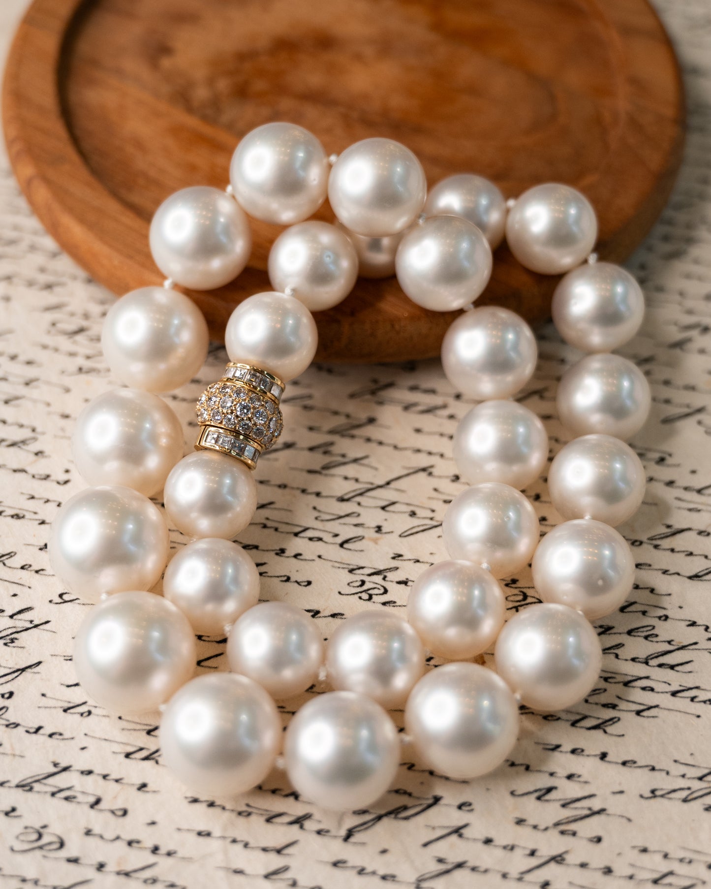 Vintage Mid-Century South Sea Pearl Necklace 18k