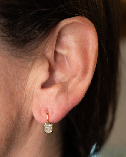 2.02 Radiant Diamond Drop Earrings 18k Yellow Gold