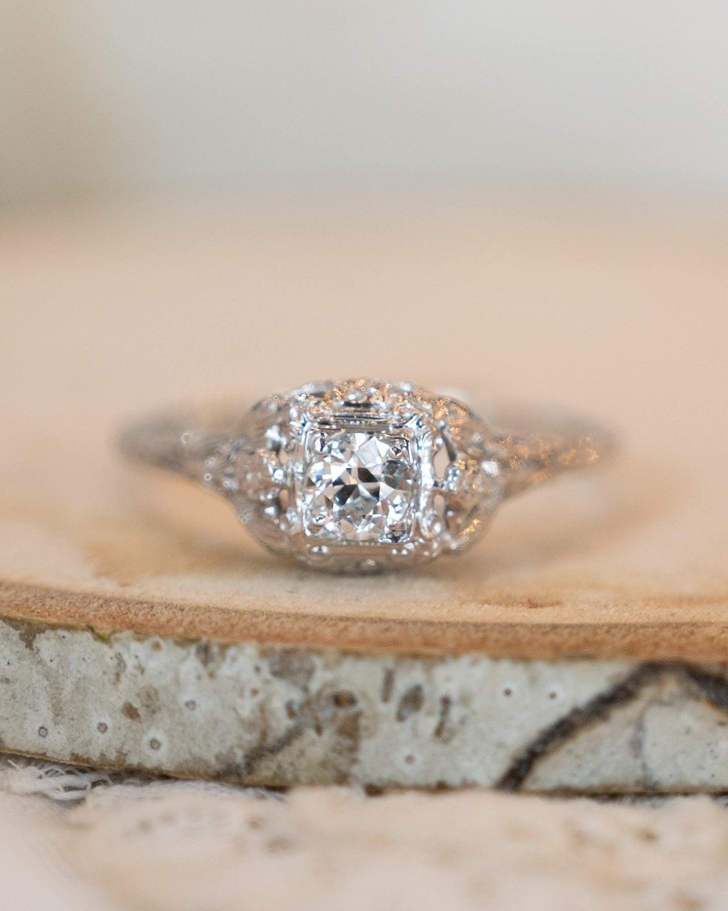 .30 Vintage Deco Diamond Engagement Ring 18k