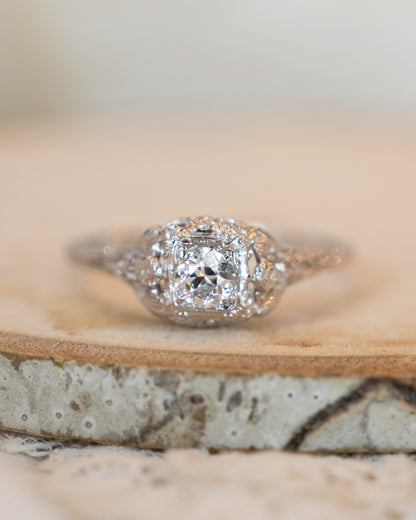 .30 Vintage Deco Diamond Engagement Ring 18k