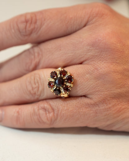 2.46 Vintage 1960s Garnet Cocktail Ring in 10k