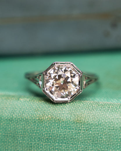 1.99 Antique Art Deco Diamond Engagement Ring Platinum