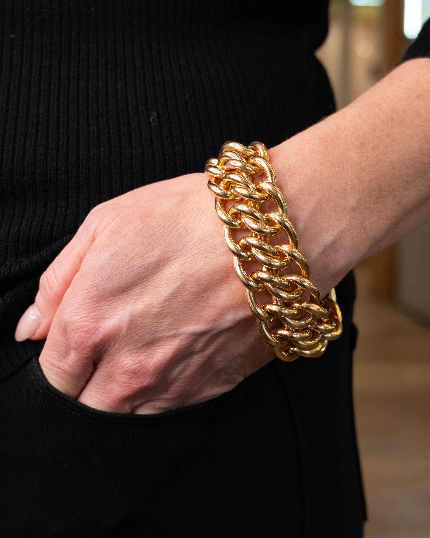 Vintage Mid-Century Woven Link Bracelet in 18k
