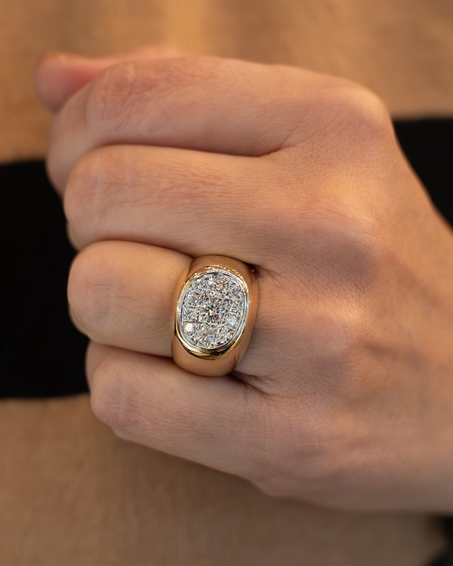 .91 Pave Diamond Cocktail Ring in 14k Yellow Gold