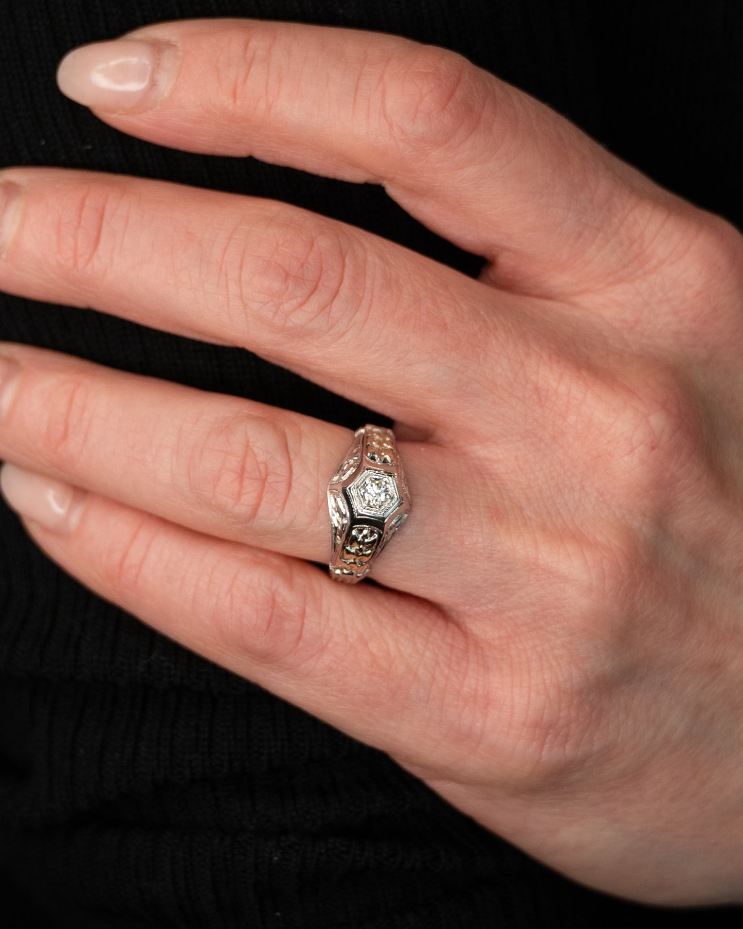 .10 Art Deco Two-Tone Engagement Ring 18k