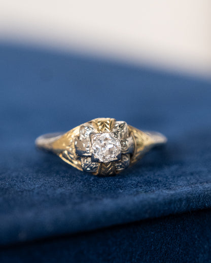 Antique Art Nouveau Diamond Engagement Ring 14k