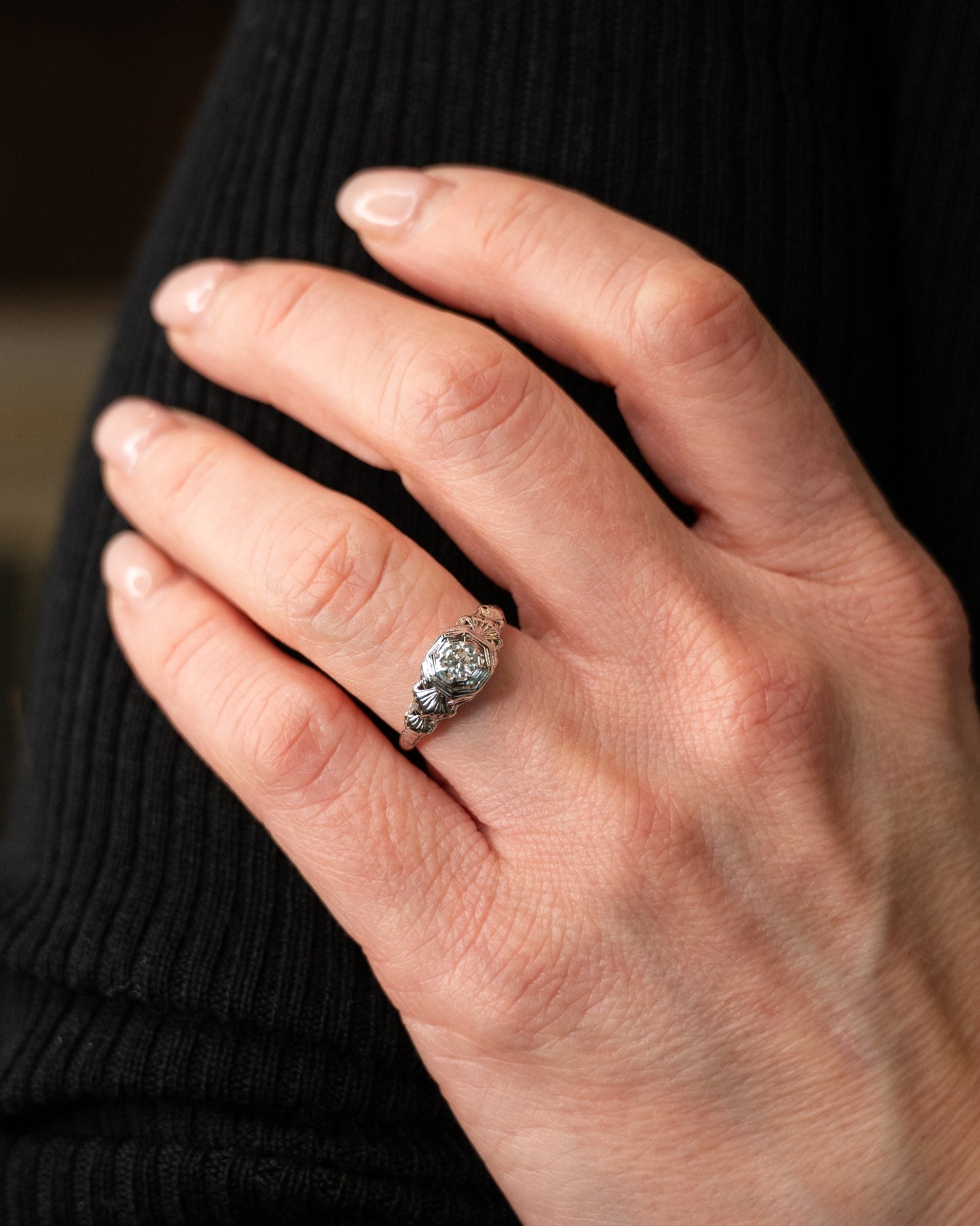 .17 Vintage European Diamond Engagement Ring 18k