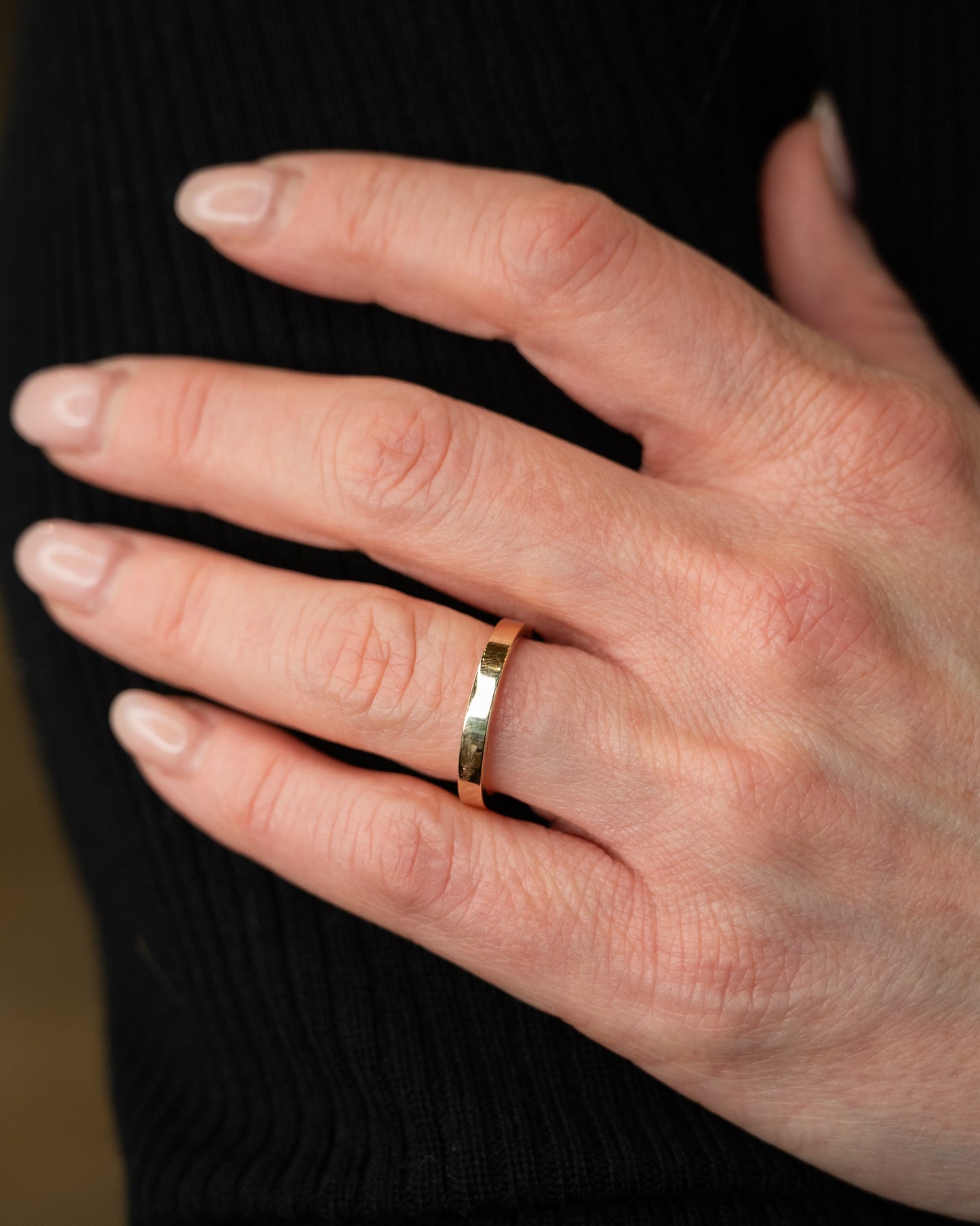 3mm Flat Edge Wedding Band in 14k Yellow Gold