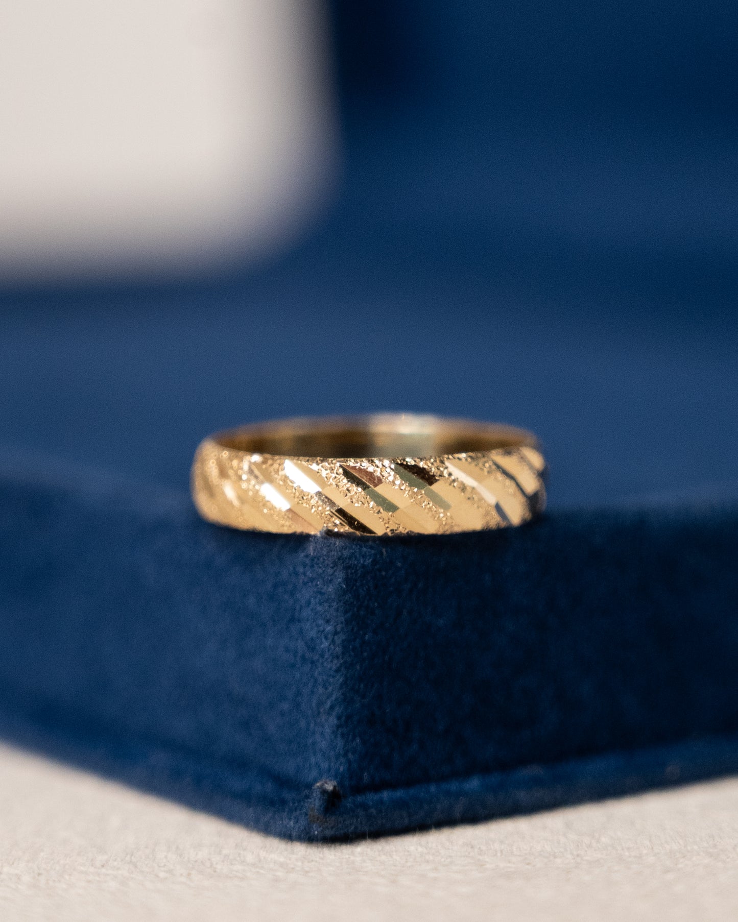 4mm Textured Half Round Wedding Band 14k