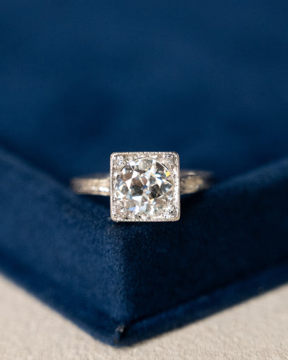 1.42 Antique Old European Diamond Engagement Ring Platinum
