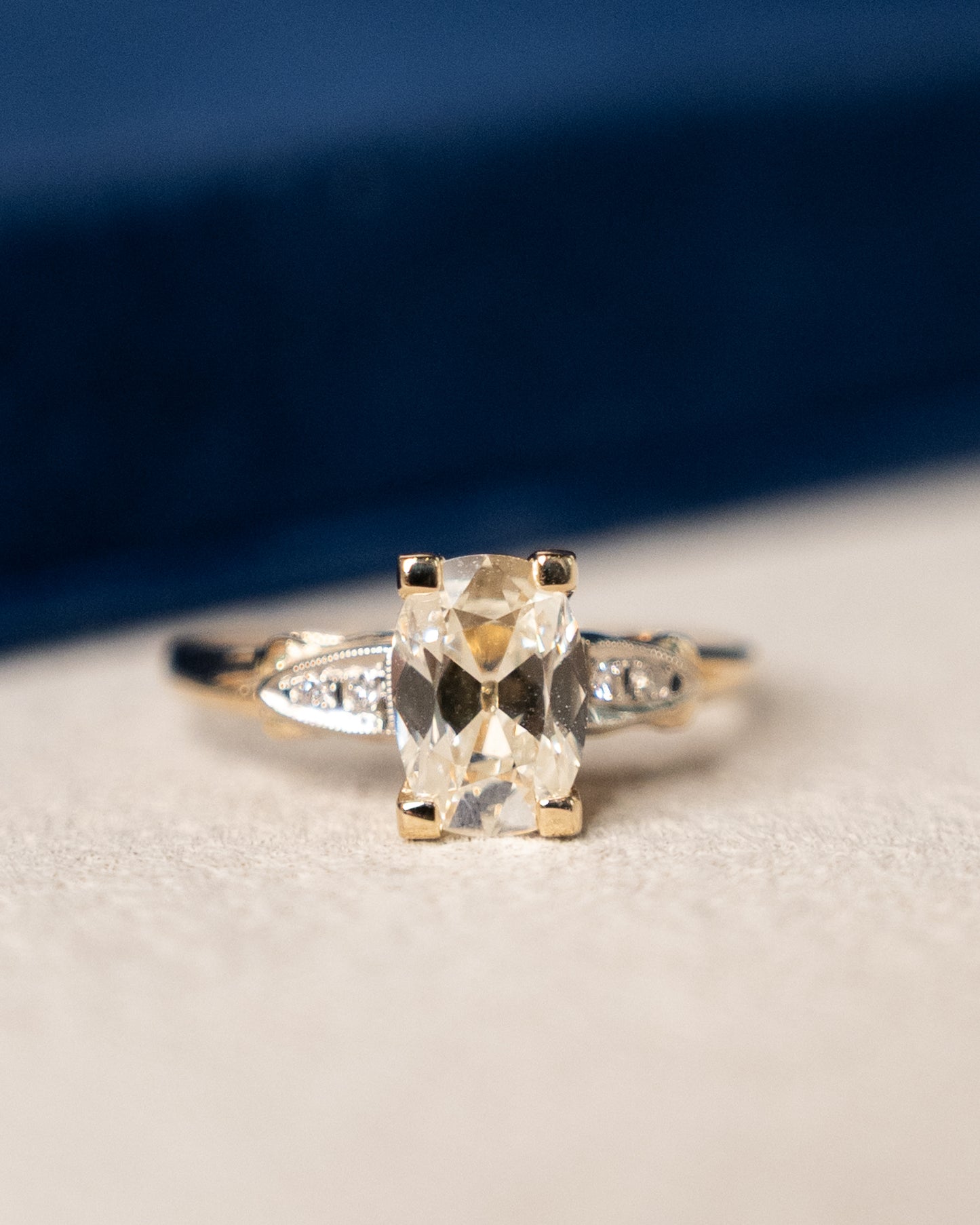 1.21 Vintage Old Mine Cushion Diamond Engagement Ring 14k