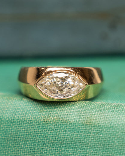 1.50 Marquise Diamond Solitaire Ring 18k Yellow Gold
