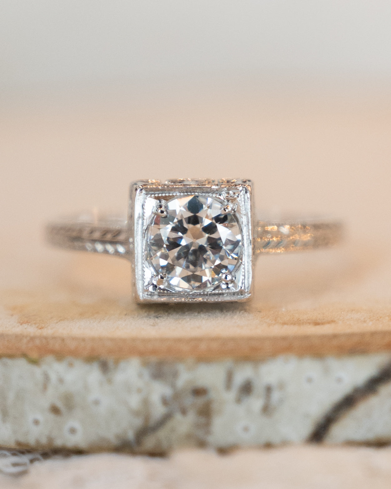 .64 Vintage Deco Diamond Engagement Ring 18k