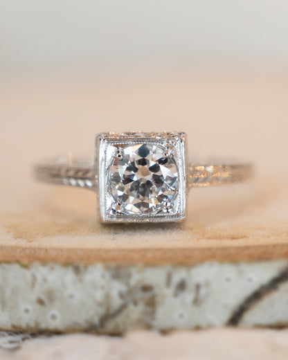 .64 Vintage Deco Diamond Engagement Ring 18k