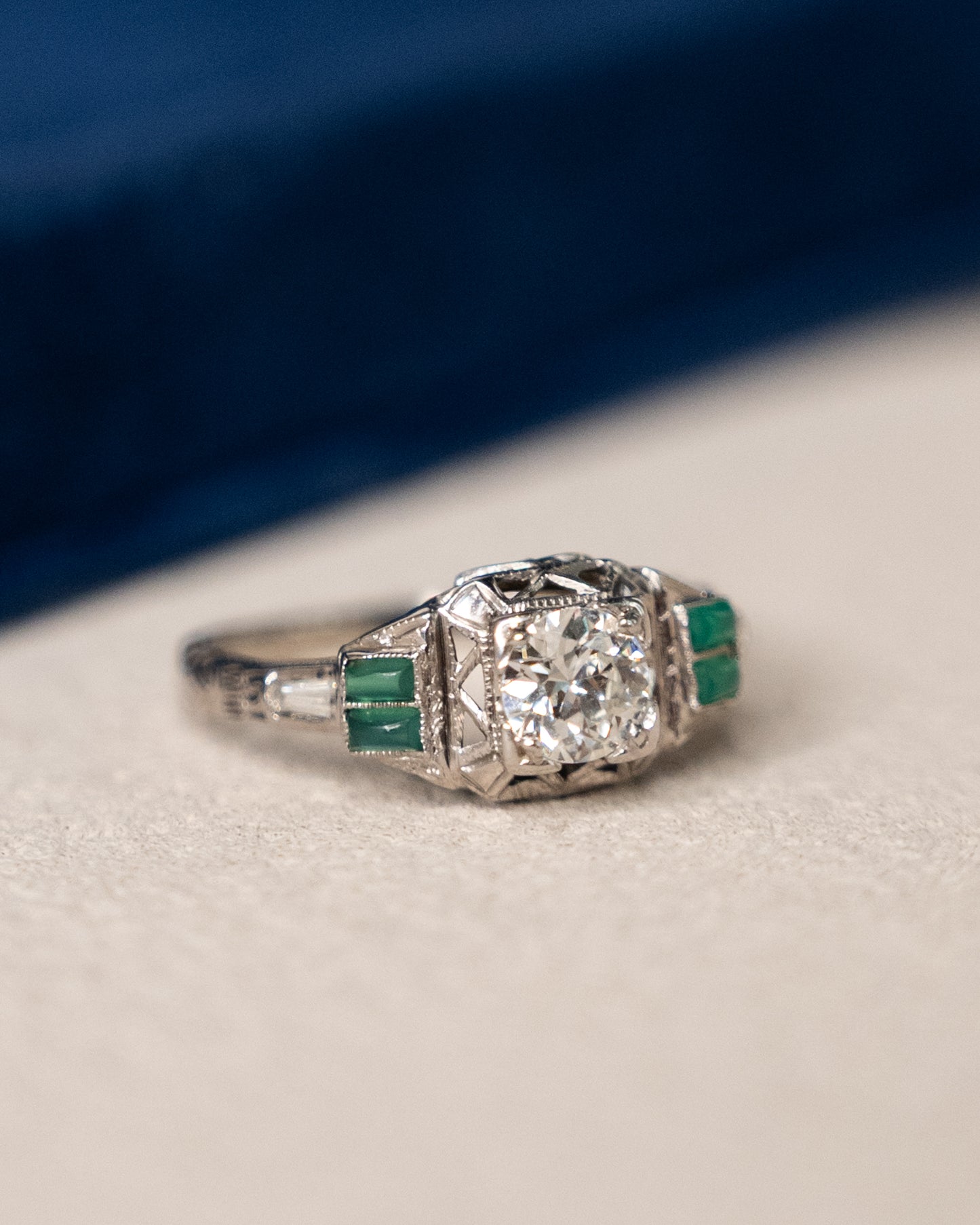 .50 Antique Art Deco Diamond Engagement Ring 18k