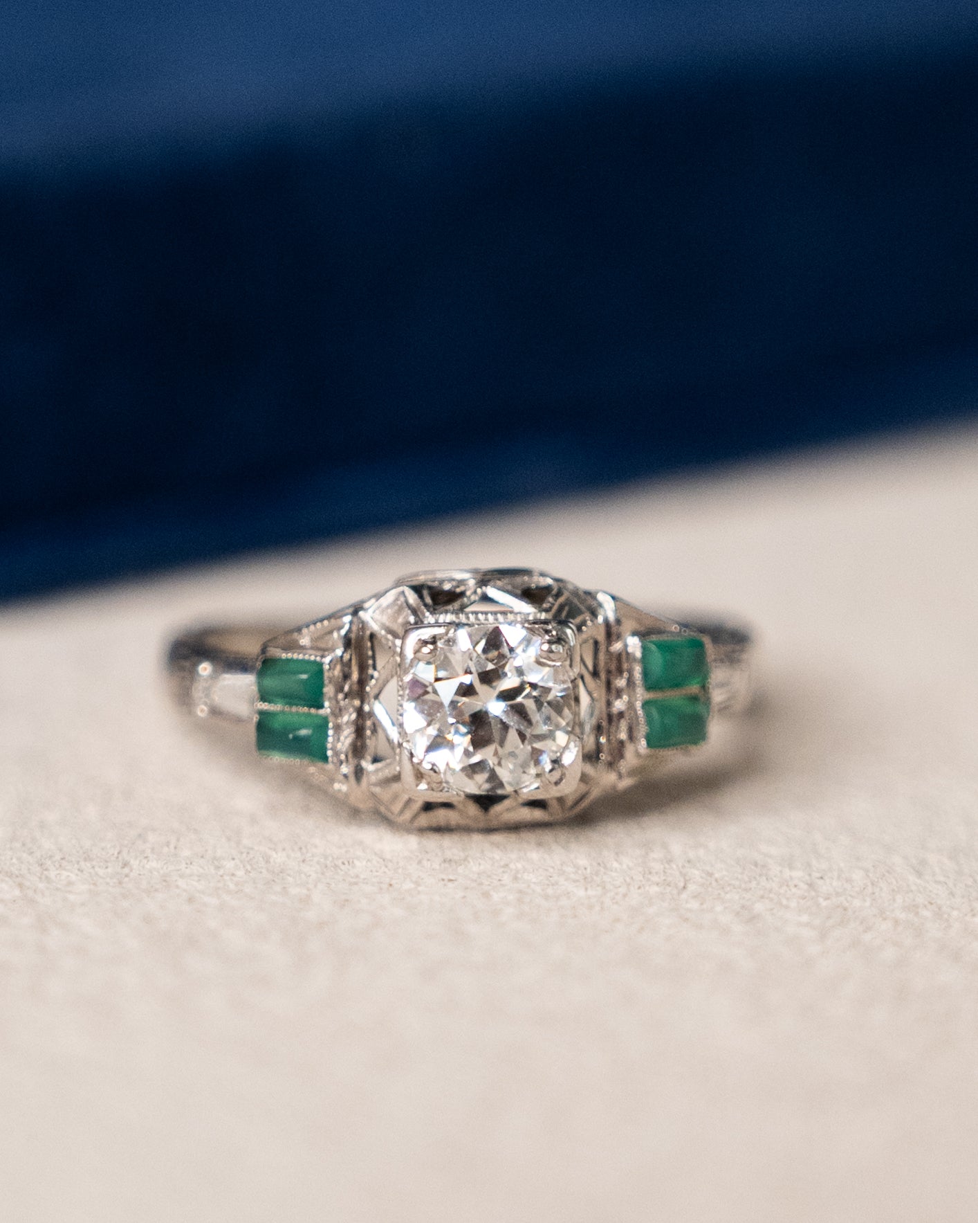 .50 Antique Art Deco Diamond Engagement Ring 18k