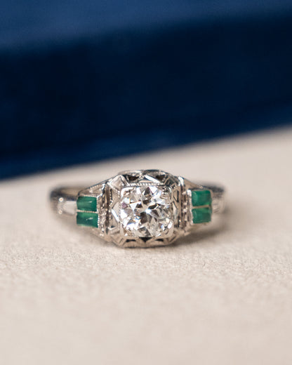 .50 Antique Art Deco Diamond Engagement Ring 18k