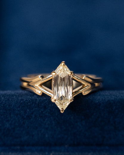 1.01 GIA Hexagon Step Cut Diamond Engagement Ring 14k