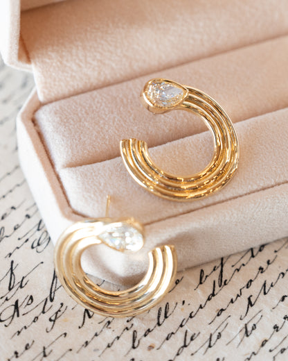 2.39 Pear Cut Diamond Hoop Earrings 18k Yellow Gold