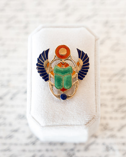 Egyptian Scarab Pendant in 18k Yellow Gold