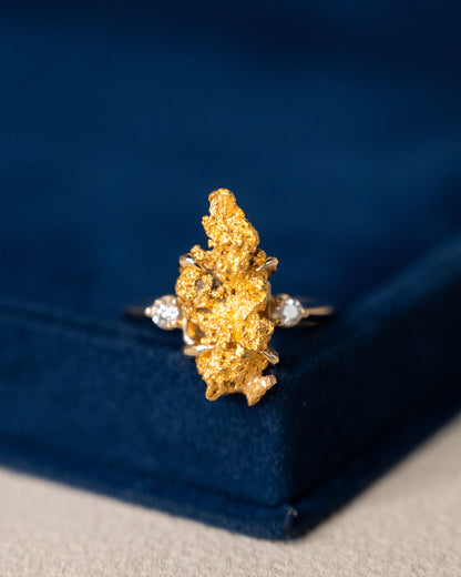 Natural Gold Nugget Cocktail Ring 24/14k Yellow Gold