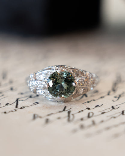1.27 Antique Art Deco Tourmaline Engagement Ring Platinum