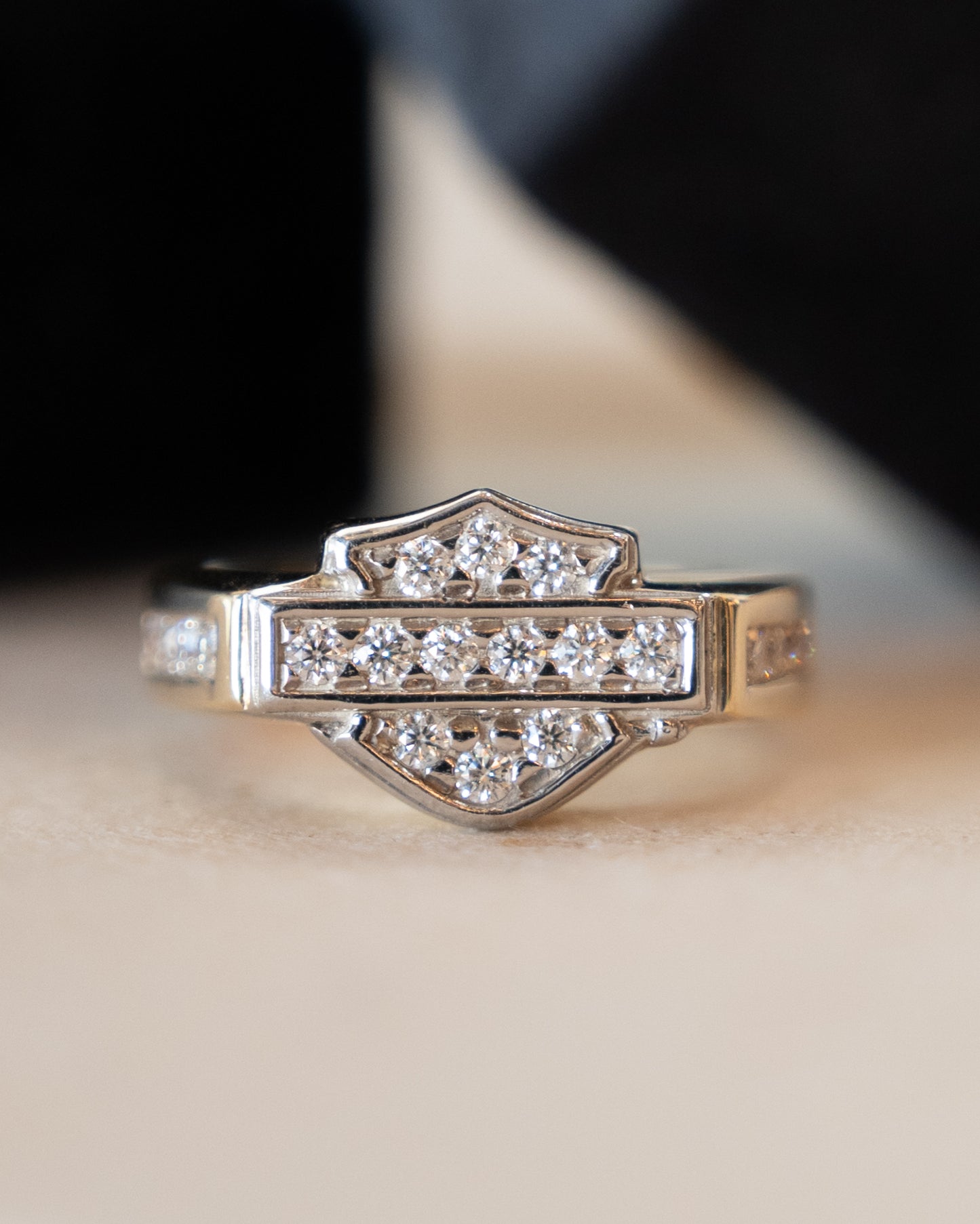 .24 Diamond Harley Davidson Ring 14k Yellow Gold