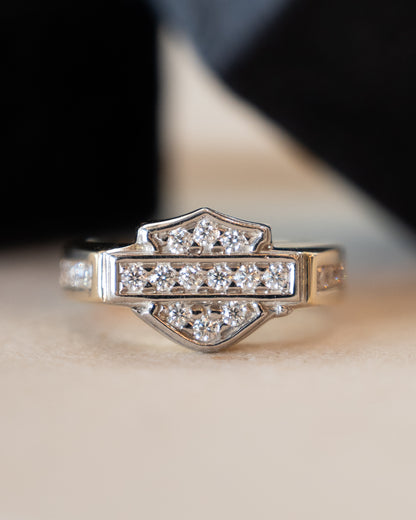 .24 Diamond Harley Davidson Ring 14k Yellow Gold