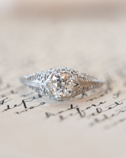 .68 Antique Art Deco Diamond Solitaire Engagement Ring 18k