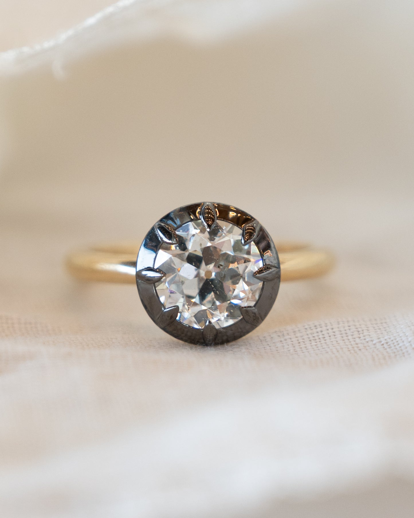 1.99 Old European Diamond Engagement Ring 14k Yellow Gold