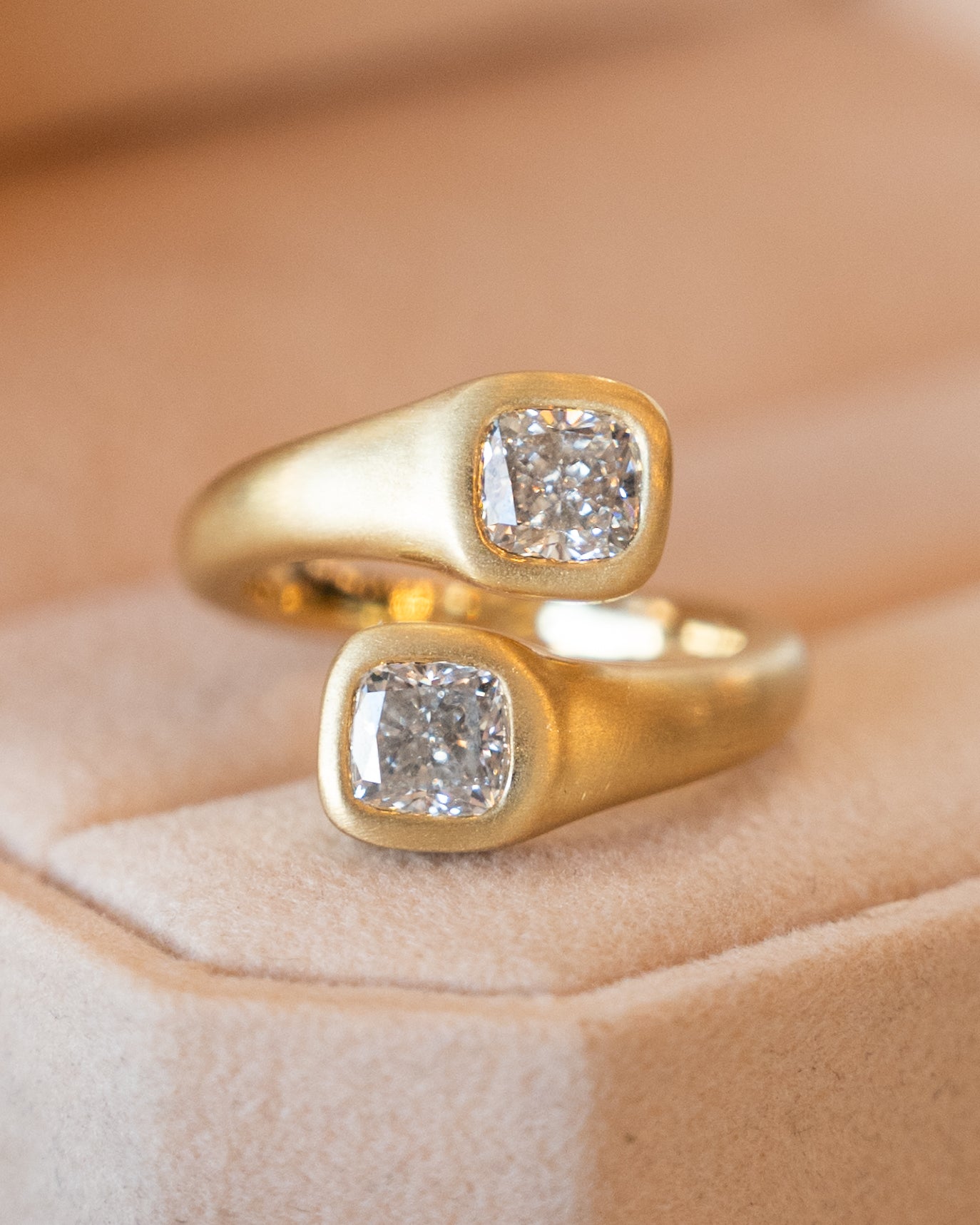2.02 Cushion Diamond Bypass Ring 18k Yellow Gold