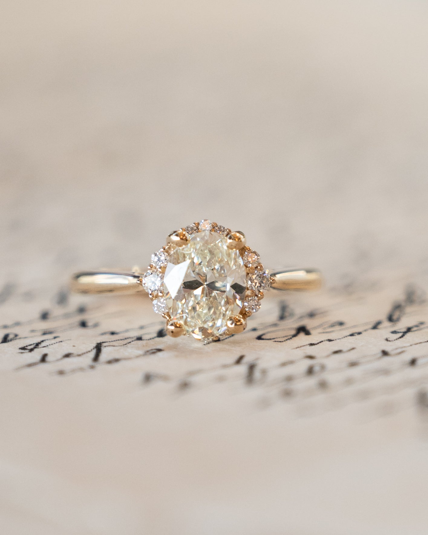 1.50 Oval Diamond Engagement Ring 14k Yellow Gold