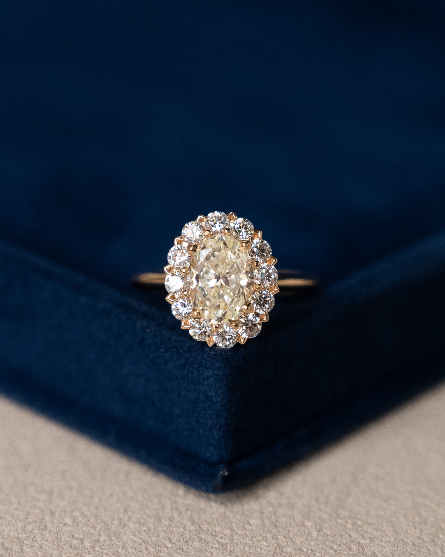 1.90 GIA Oval Diamond Halo Engagement Ring 14k