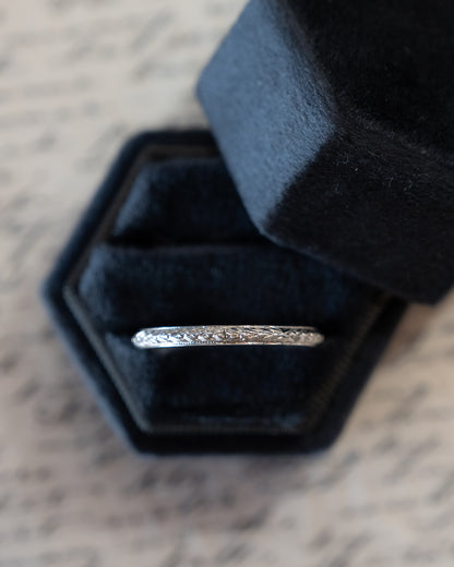 Mens Vintage Chevron Wedding Band 18k White Gold