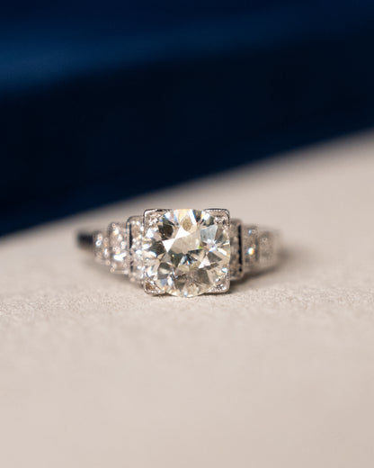 1.53 Vintage GIA Euro Diamond Engagement Ring Platinum