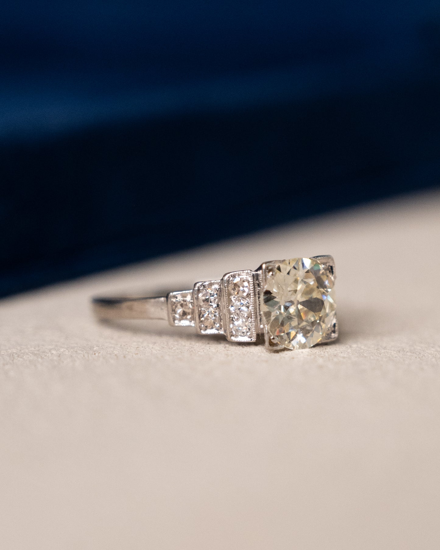 1.53 Vintage GIA Euro Diamond Engagement Ring Platinum