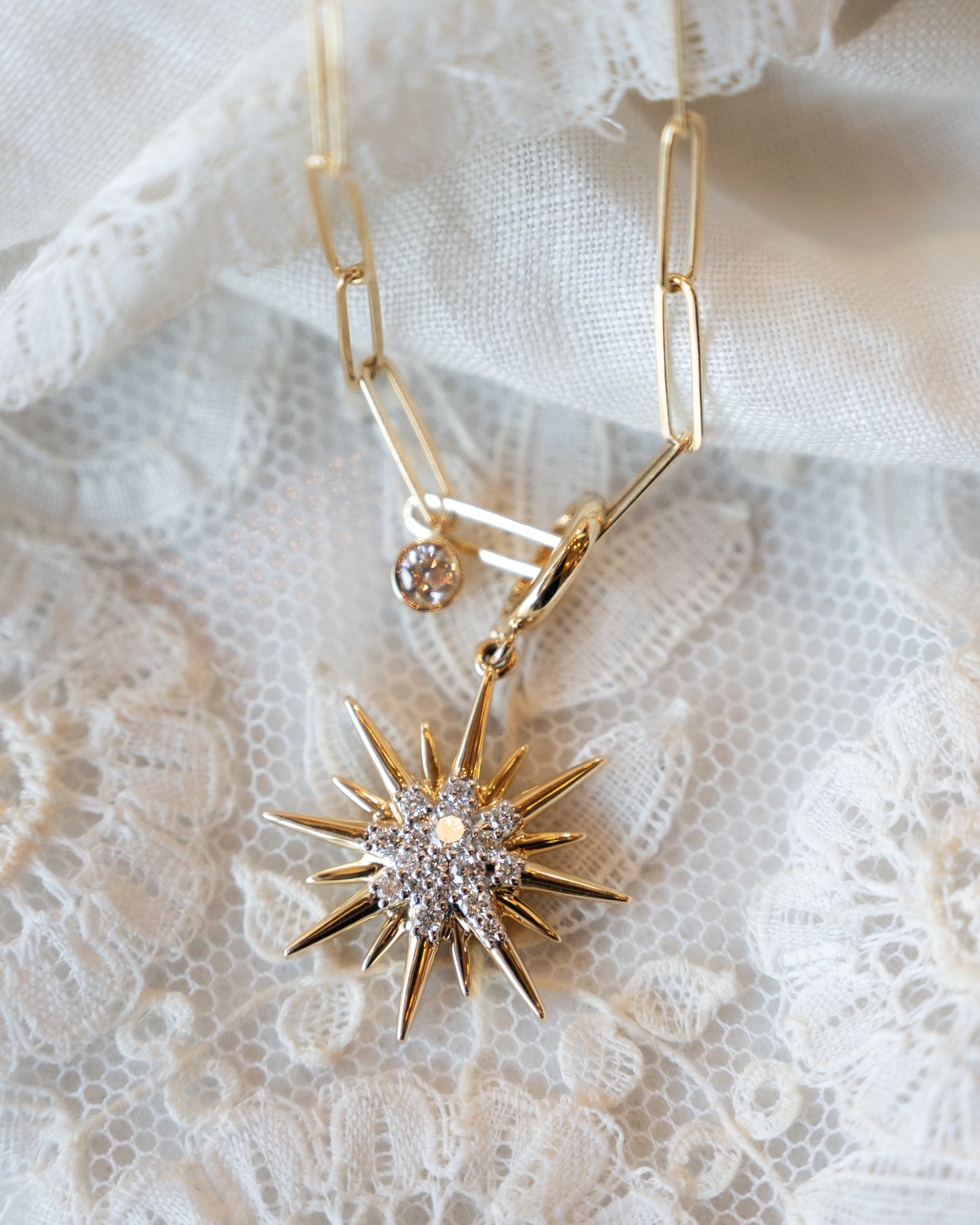 .35 Diamond Starburst Pendant Necklace in 14k