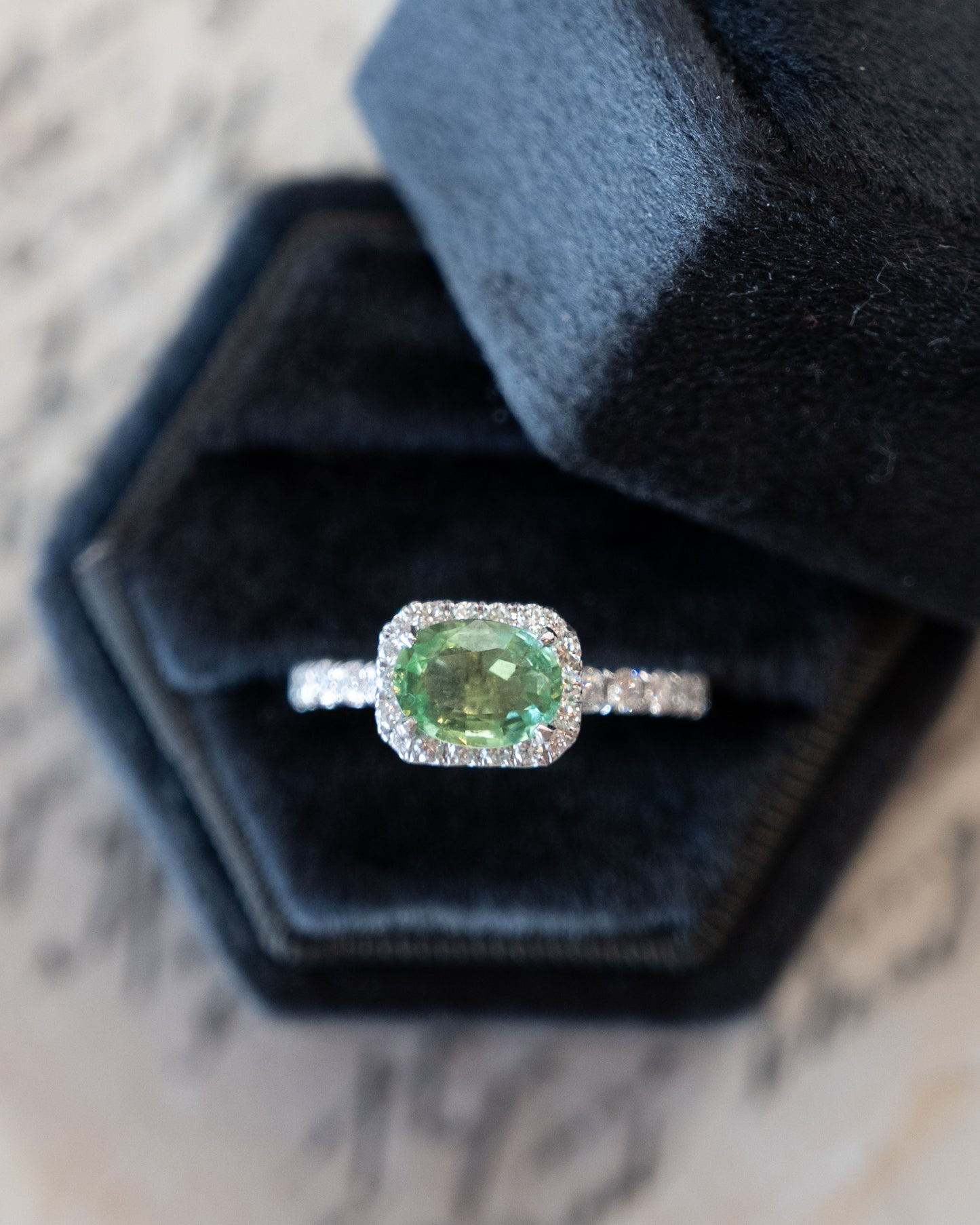1.21 Oval Tourmaline Engagement Ring 18k White Gold