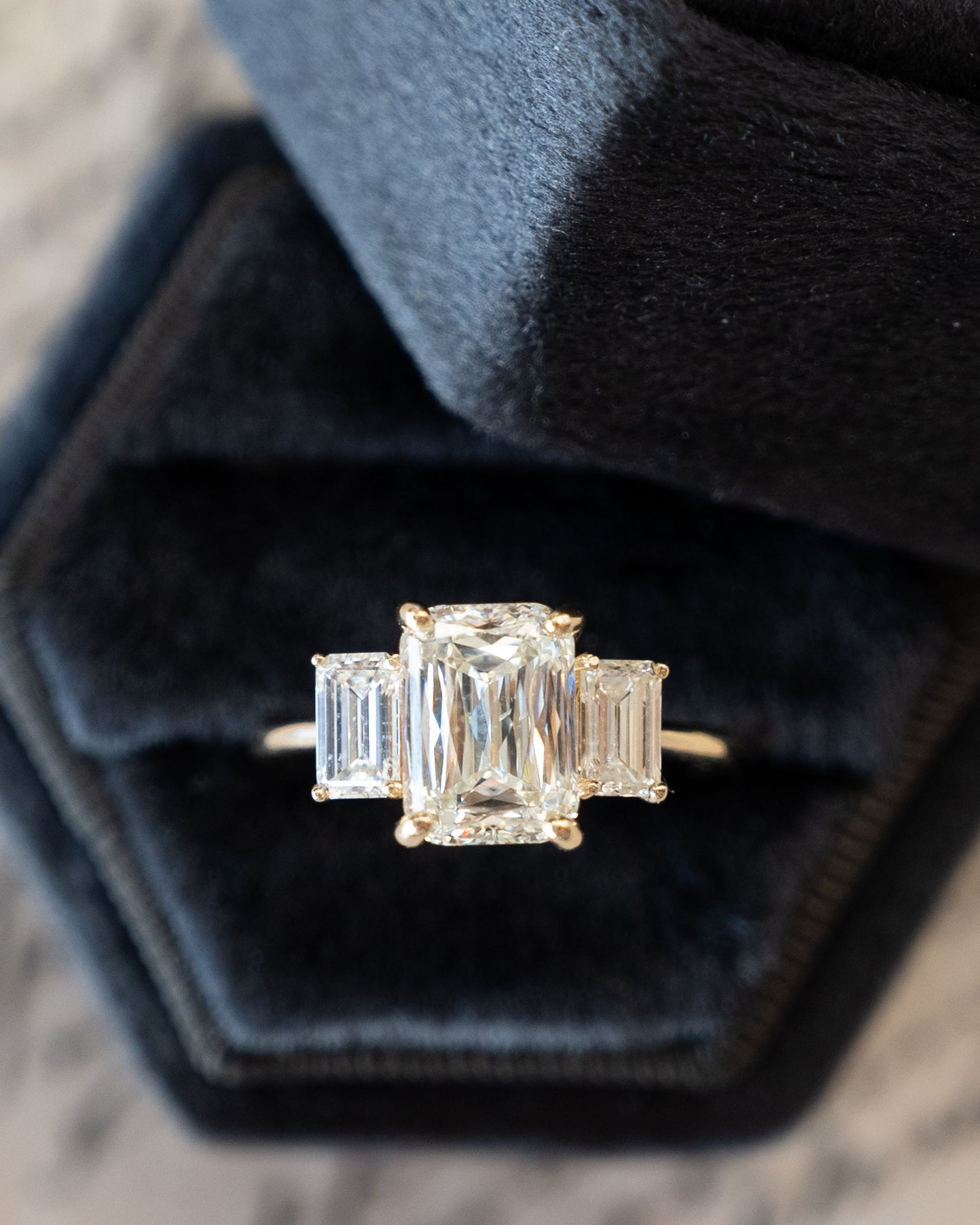 3.02 Ashoka Cut Diamond Engagement Ring 14k Yellow Gold